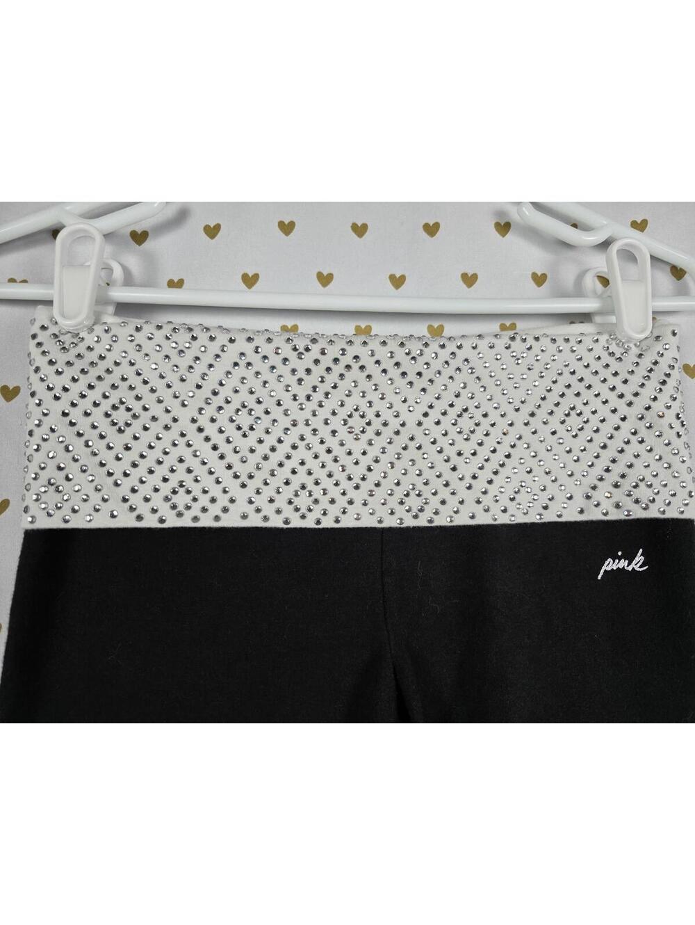 Victorias Secret PINK BLING Geometric Studded FOLDOVER Yoga Pants Skinny XS